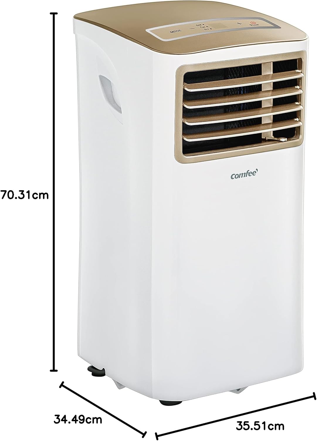 Comfee Mobiele Airco MPPH-09CRN7, 9000 BTU 2,6kW, Koelen&Ventileren&Ontvochtigen, Ruimtegrootte tot 88m³(33㎡), Mobiele Airconditioner met Afvoerslang