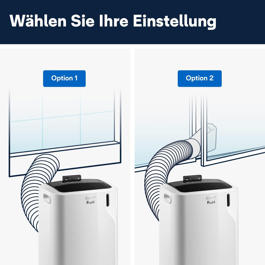De'Longhi Pinguino PAC EM93 Silent, mobiele airconditioner voor ruimtes tot 90 m³, 10.500 BTU/u, 2,6 kW, 63 dB, ontvochtigingsfunctie, energieklasse A, 24-uurs timer, wit