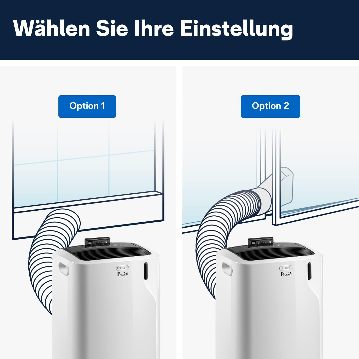 De'Longhi Pinguino PAC EM93 Silent, mobiele airconditioner voor ruimtes tot 90 m³, 10.500 BTU/u, 2,6 kW, 63 dB, ontvochtigingsfunctie, energieklasse A, 24-uurs timer, wit