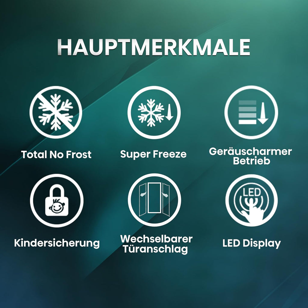 Hisense FV191N4AW2 Vriezer/ TotalNoFrost/ SuperFreeze/ Deuralarm/ Multiflow 360°/ BigBox/ 143,4 cm/ Vriesgedeelte 147 l/ 41 dB/ 205 kWh/Wit