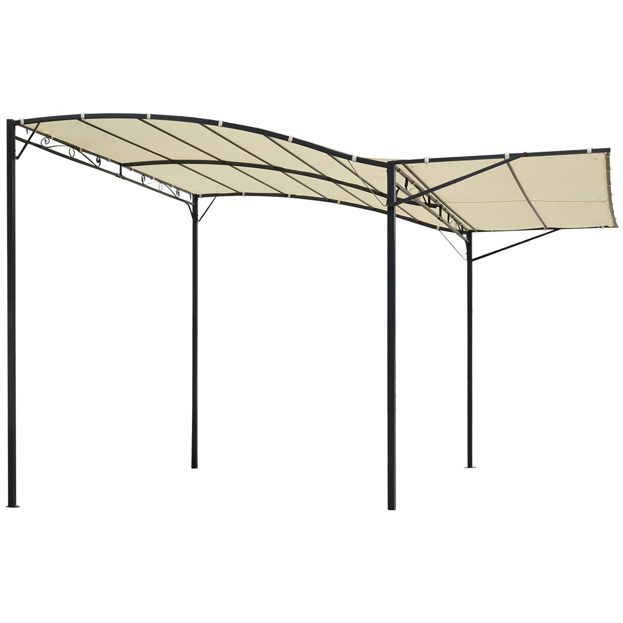 Outsunny Pergola tuindak opvouwbaar zijzeil wandmontage
