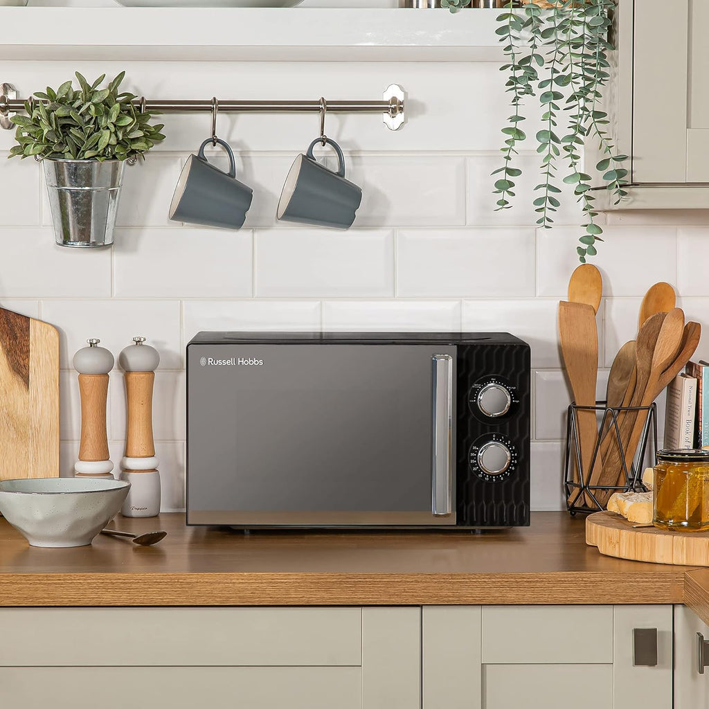 Russell Hobbs Honeycomb RHMM715G 17 liter 700 W grijs solo handmatige magnetron met 5 standen, geïntegreerde timer en ontdooifunctie