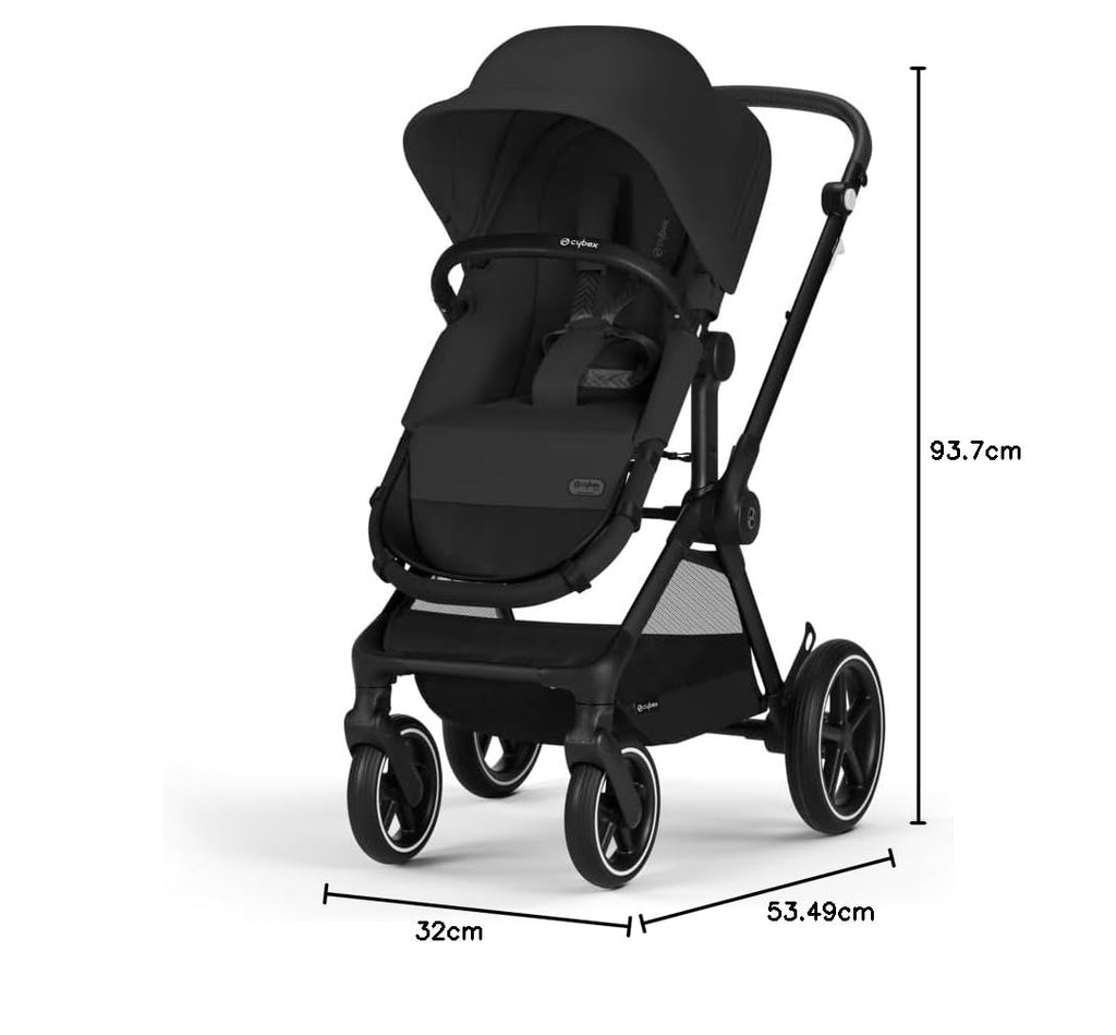 CYBEX Gold Kinderwagen EOS Lux 2-in-1 met Aton B2 i-Size autostoel en autostoeladapters, reissysteem, vanaf de geboorte tot 22 kg (ca. 4 jaar), Moon Black (Zwart)