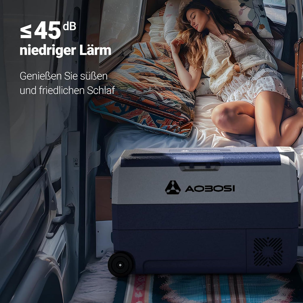 AAOBOSI Compressor Koelbox 36 L, Koelbox Auto met Wifi App Besturing, 12/24 V en 100-240 V Elektrische Koelbox, tot -20 °C voor Auto, Vrachtwagen, Boot, Camper, Camping, Dubbele Zone