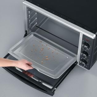 SEVERIN Bak- en Toastoven met heteluchtfunctie, Mini Oven met grillrooster, bakplaat, draaispies en pizzasteen, veelzijdige heteluchtoven met 42 L inhoud, 1.800 W, zwart, TO 2058