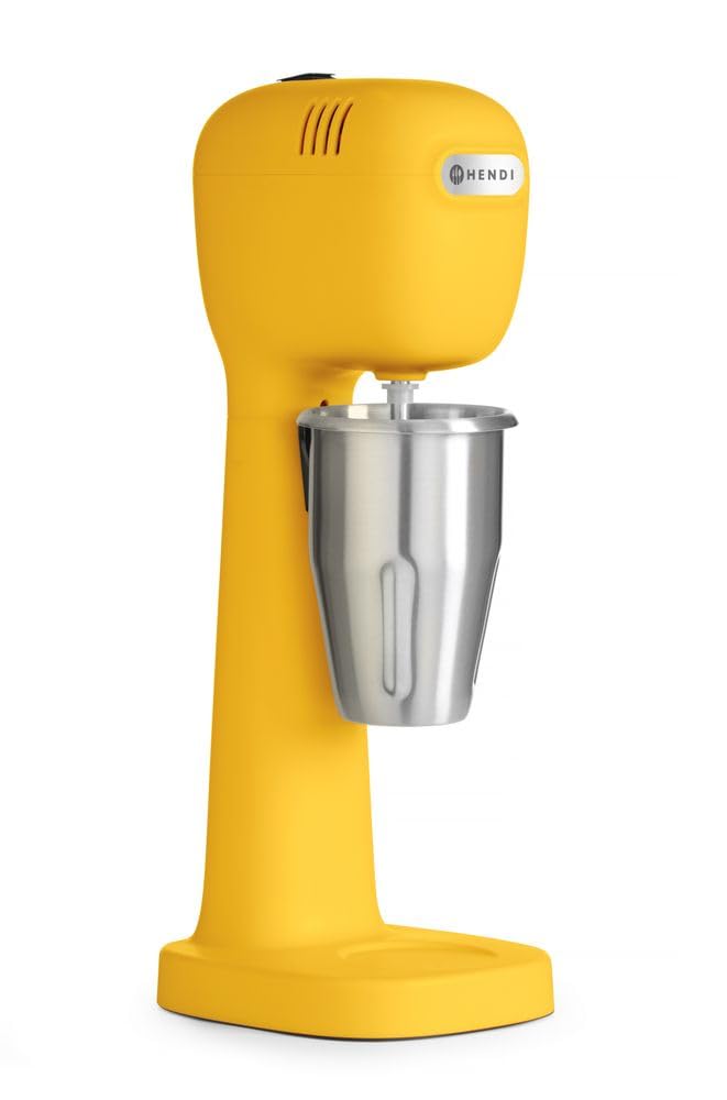 HENDI Melkshake Maker, Incl. 2 mengbekers (roestvrij staal en polycarbonaat) en 4 verwisselbare roerwerken, Drinkmixer, Frappés, Drankmixer, 230V/400W, 170x196x(H)490mm, Karamel