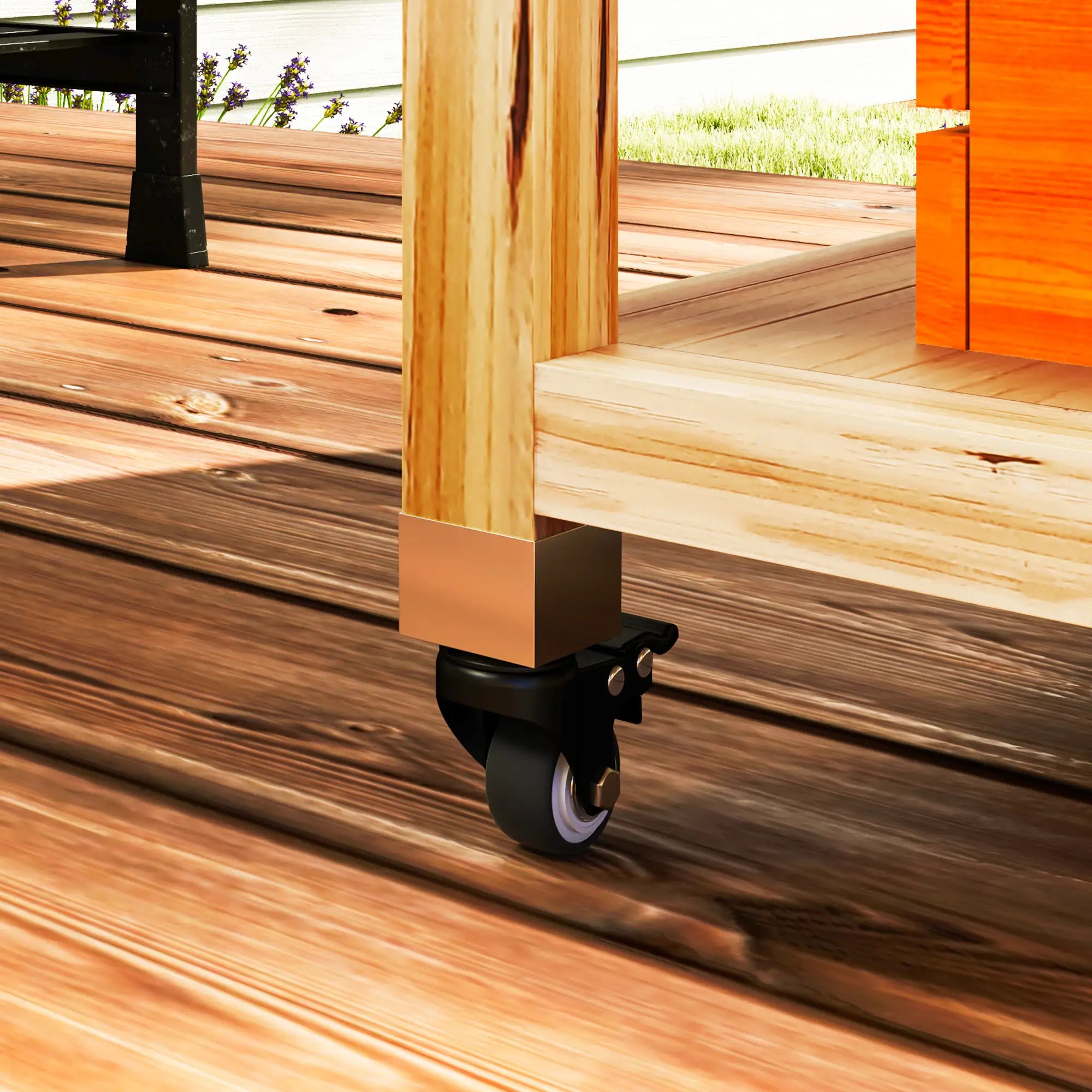 Outsunny Barbecuewagen Outdoor Keukeneiland met wielen Massief hout