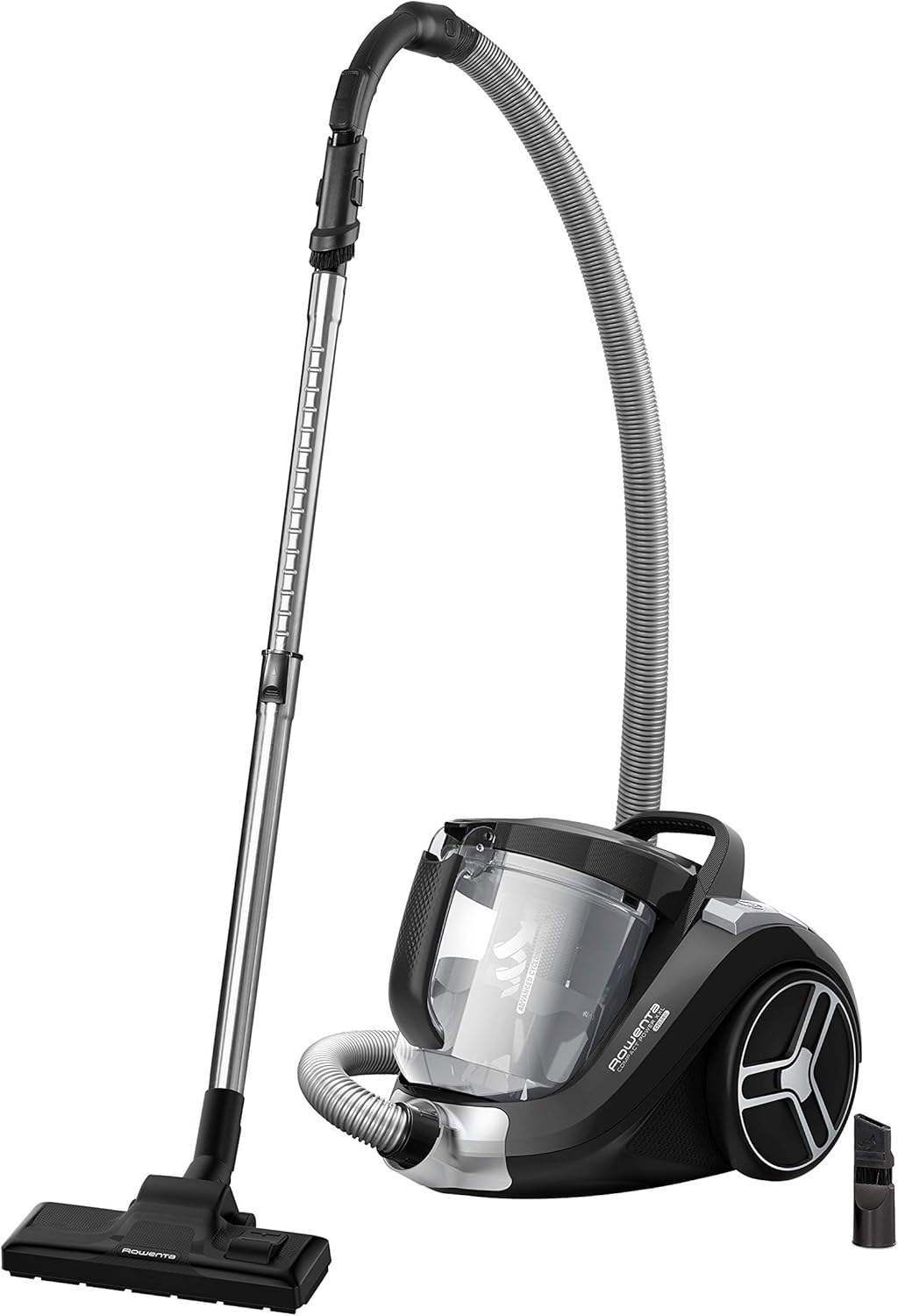 Rowenta RO4825 zakloze stofzuiger Compact Power XXL | 550 watt | 2,5L stofreservoir | Compact & stil | Extreme zuigkracht | Zeer efficiënte zuigmond | Zwart/Grijs