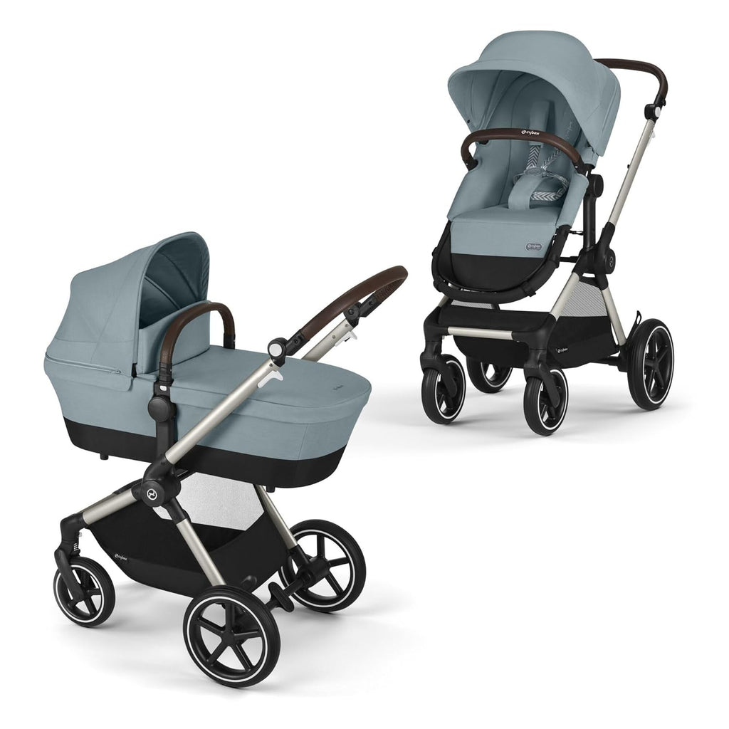 CYBEX Gold Kinderwagen EOS Lux 2-in-1 met Aton B2 i-Size autostoel en autostoeladapters, reissysteem, vanaf de geboorte tot 22 kg (ca. 4 jaar), Moon Black (Zwart)