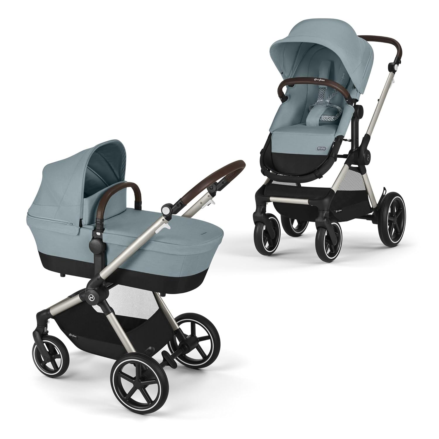 CYBEX Gold Kinderwagen EOS Lux 2-in-1 met Aton B2 i-Size autostoel en autostoeladapters, reissysteem, vanaf de geboorte tot 22 kg (ca. 4 jaar), Moon Black (Zwart)