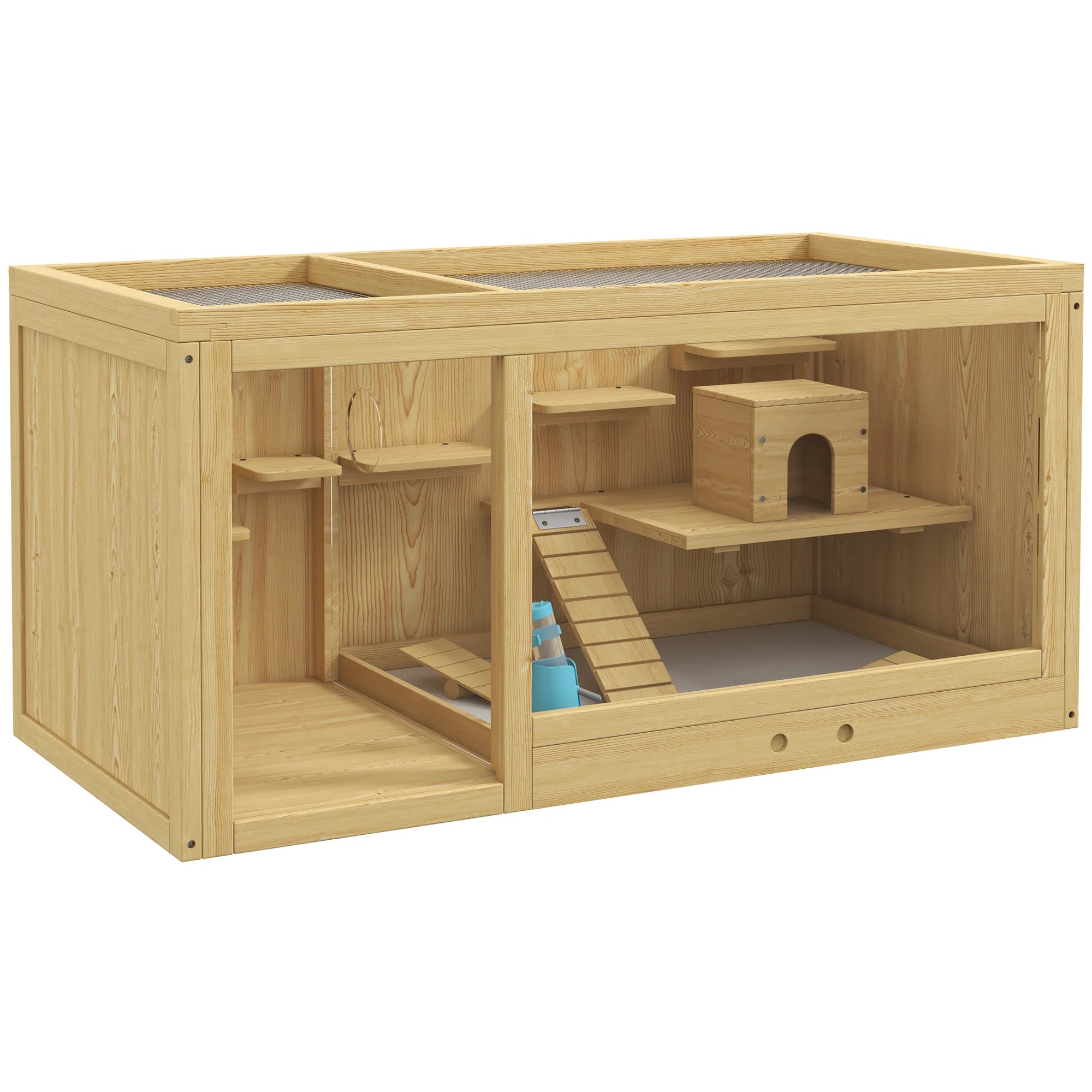 PawHut Hamsterkooi Knaagdierkooi meerdere verdiepingen met accessoires Hout
