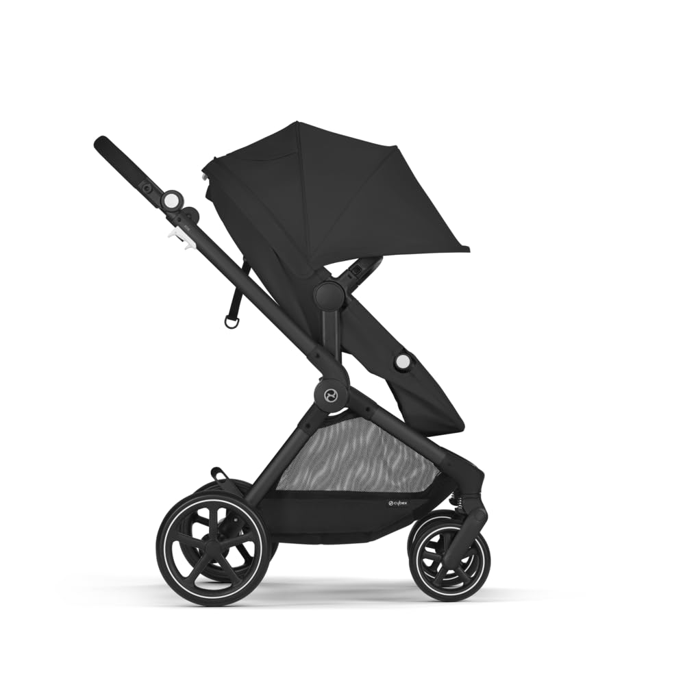 CYBEX Gold Kinderwagen EOS Lux 2-in-1 met Aton B2 i-Size autostoel en autostoeladapters, reissysteem, vanaf de geboorte tot 22 kg (ca. 4 jaar), Moon Black (Zwart)