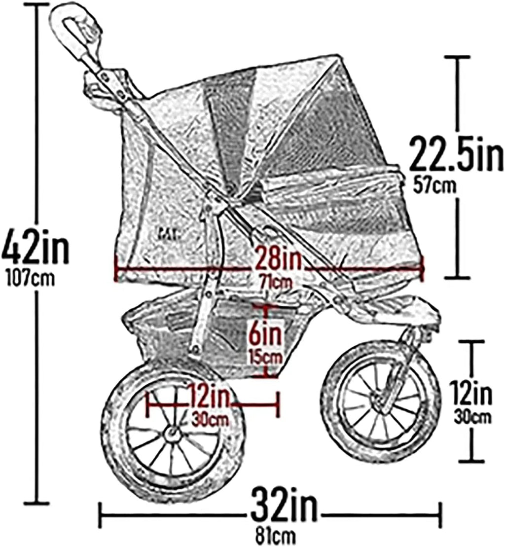 No-Zip NV Huisdierbuggy voor Katten/Honden, Ritssluitingvrije Toegang, Eenvoudig Opvouwbaar met Eén Hand, met Gel Gevulde Banden, Pluche Kussen + Weerbescherming Inbegrepen, 3 Kleuren