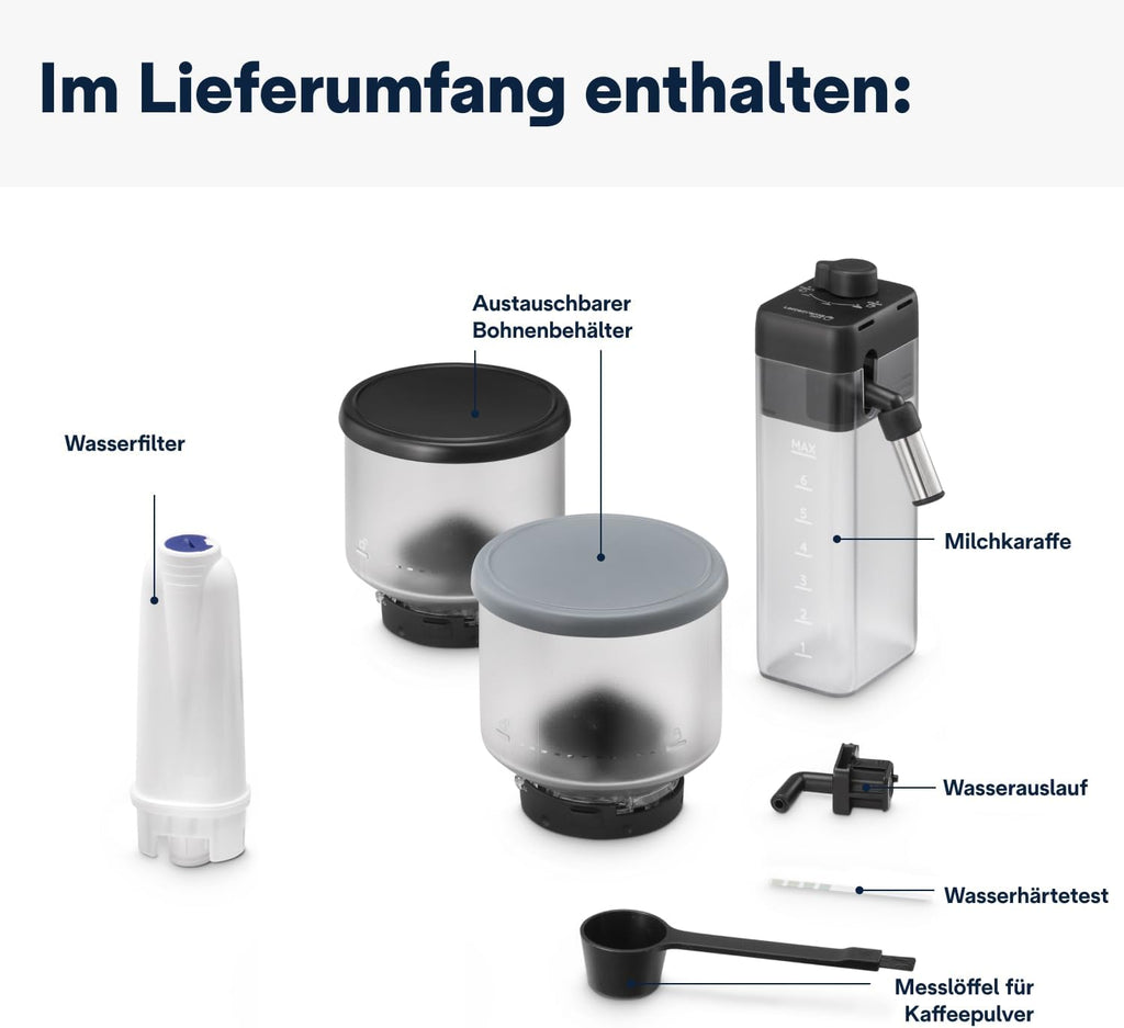De'Longhi Rivelia EXAM440.55.W volautomatische espressomachine met LatteCrema-melksysteem, verwisselbaar bonenreservoir, 16 koffie- en melkdranken met één druk op de knop, Extra-Shot-functie, 3,5 inch touchscreen, wit