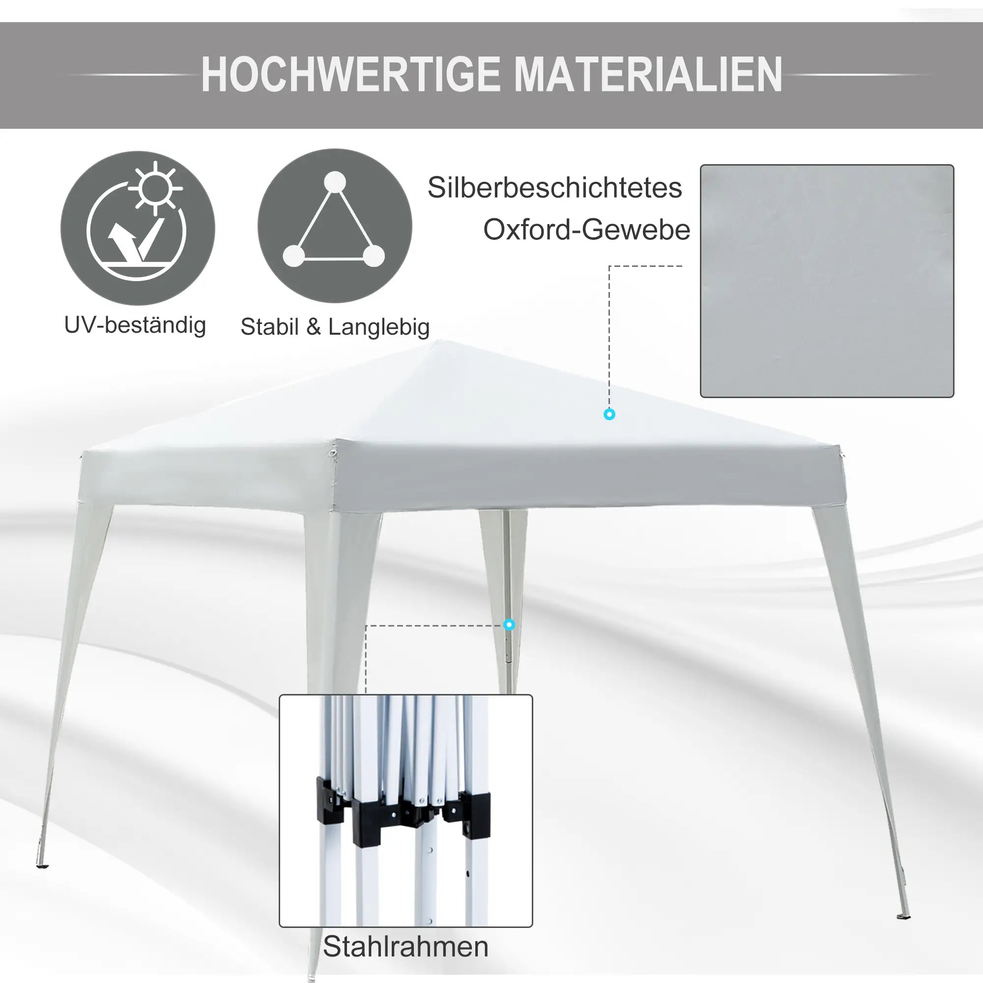 Outsunny Opvouwbare Partytent UV-bescherming wit