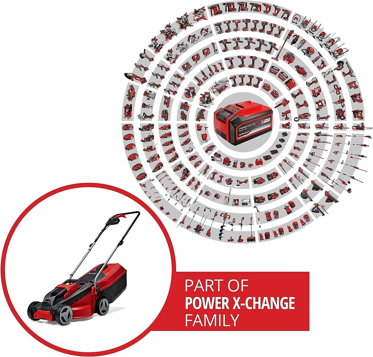 Einhell City Accu grasmaaier GE-CM 18/30 Li Kit Power X-Change (18 V, 30 cm snijbreedte, tot 150 m², borstelloos, 25 l opvangbak, 30-70 mm snijhoogte, incl. 3,0 Ah accu + oplader)