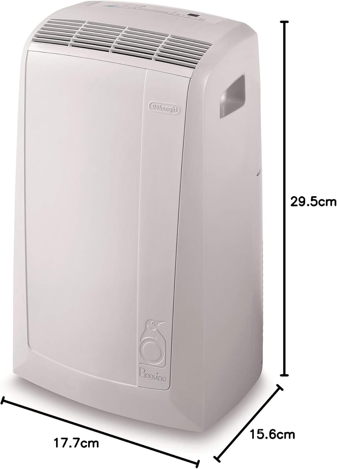 De'Longhi Pinguino PAC EM82, Mobiele airconditioner voor ruimtes tot 80 m, 9.400 BTU, 2,4 kW, 63 dB, Ontvochtigingsfunctie, Energieklasse A, 24-uurs timer, Wit