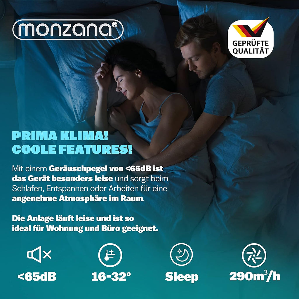 Monzana mobiele airconditioner MZKA2000 afvoerslang 7000BTU 3-in-1 750W 24h timer 25m² afstandsbediening ontvochtiger rolluikkit airco