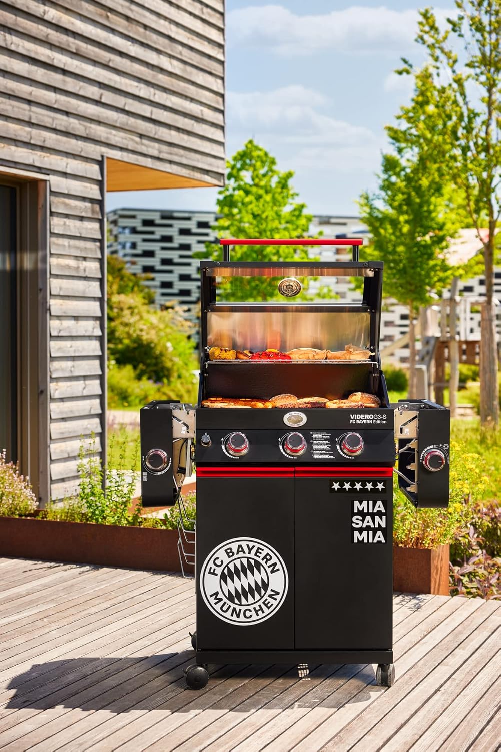 RÖSLE Elektrische BBQ-grill Portable Videro E2-P, draagbare tafelgrill met 2 branders, warmhoudrooster en deksel met glasplaat, gepoedercoat staal, zwart/zilver