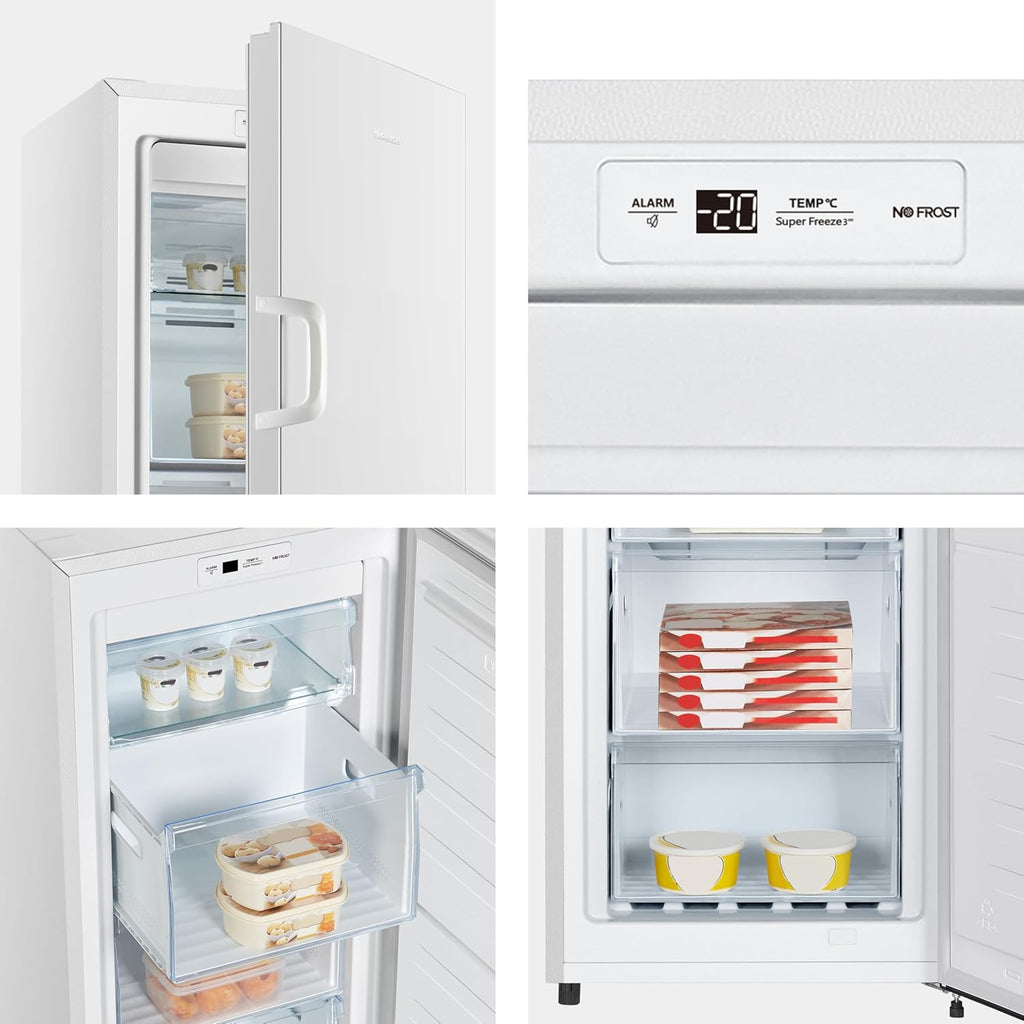 Hisense FV191N4AW2 Vriezer/ TotalNoFrost/ SuperFreeze/ Deuralarm/ Multiflow 360°/ BigBox/ 143,4 cm/ Vriesgedeelte 147 l/ 41 dB/ 205 kWh/Wit