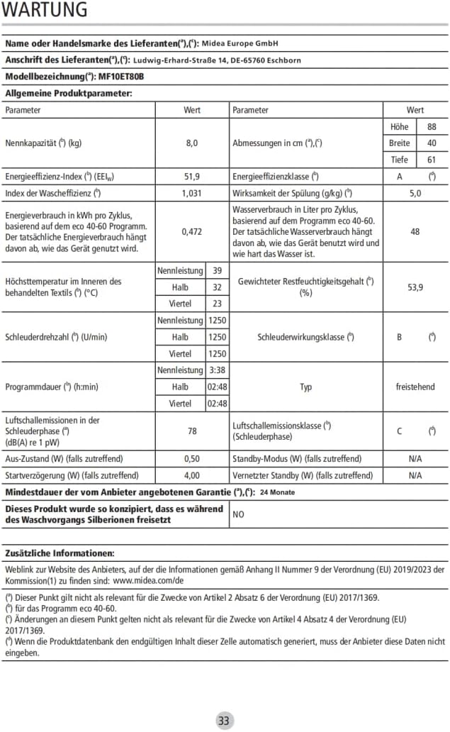 Midea bovenlader wasmachine MF10ET70B / 7KG / A / 1200 tpm/BLDC invertermotor/stoomfunctie/SoftOpener/XL deursopening/kort 15'&45' / meerdere temperatuuropties/AquaStop, wit