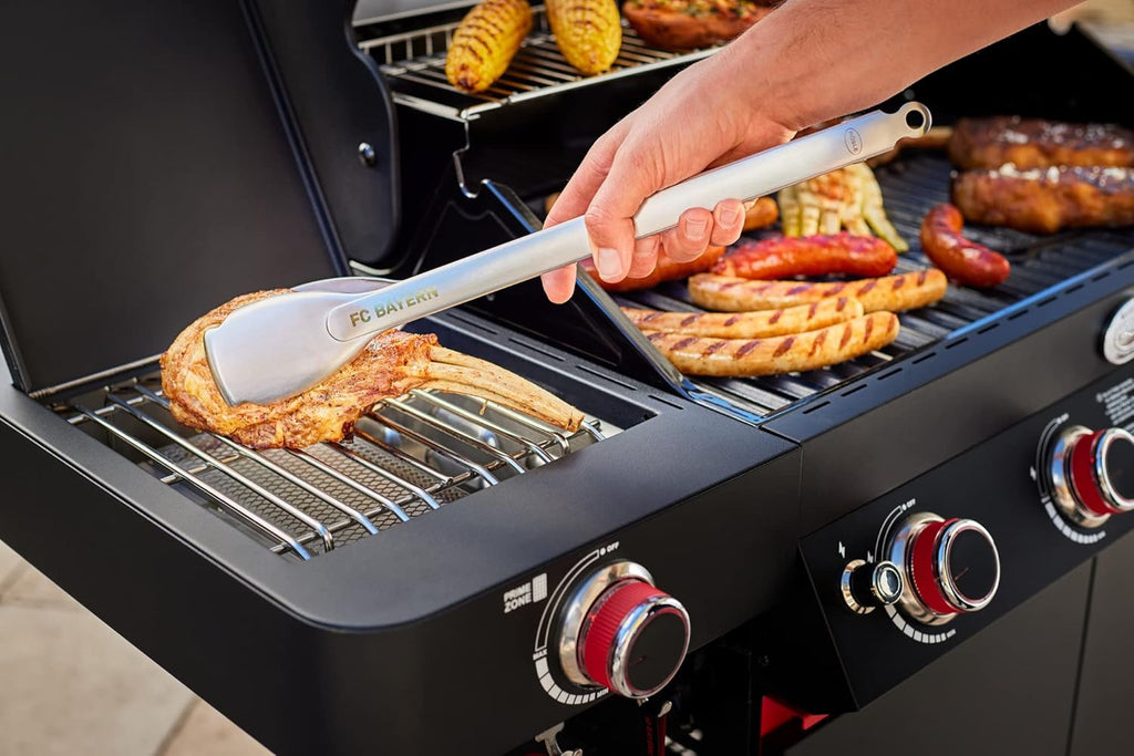 RÖSLE Elektrische BBQ-grill Portable Videro E2-P, draagbare tafelgrill met 2 branders, warmhoudrooster en deksel met glasplaat, gepoedercoat staal, zwart/zilver