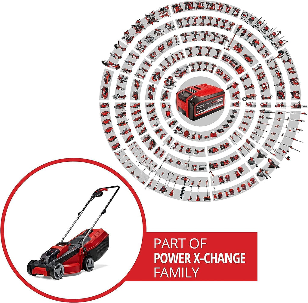 Einhell City Accu grasmaaier GE-CM 18/30 Li Kit Power X-Change (18 V, 30 cm snijbreedte, tot 150 m², borstelloos, 25 l opvangbak, 30-70 mm snijhoogte, incl. 3,0 Ah accu + oplader)