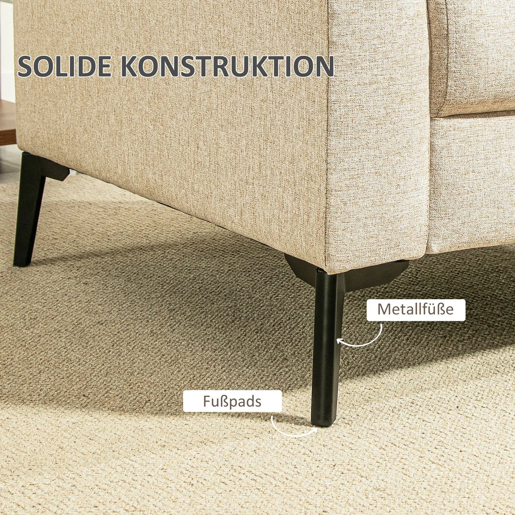 HOMCOM 2-zitsbank comfortabele bekleding afneembare kussens Beige