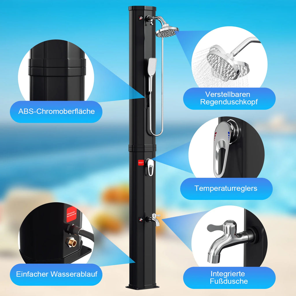 Sonnewelt 60L Solar Douche Tuintopdouche Incl. Beschermhoes en Handdouche
