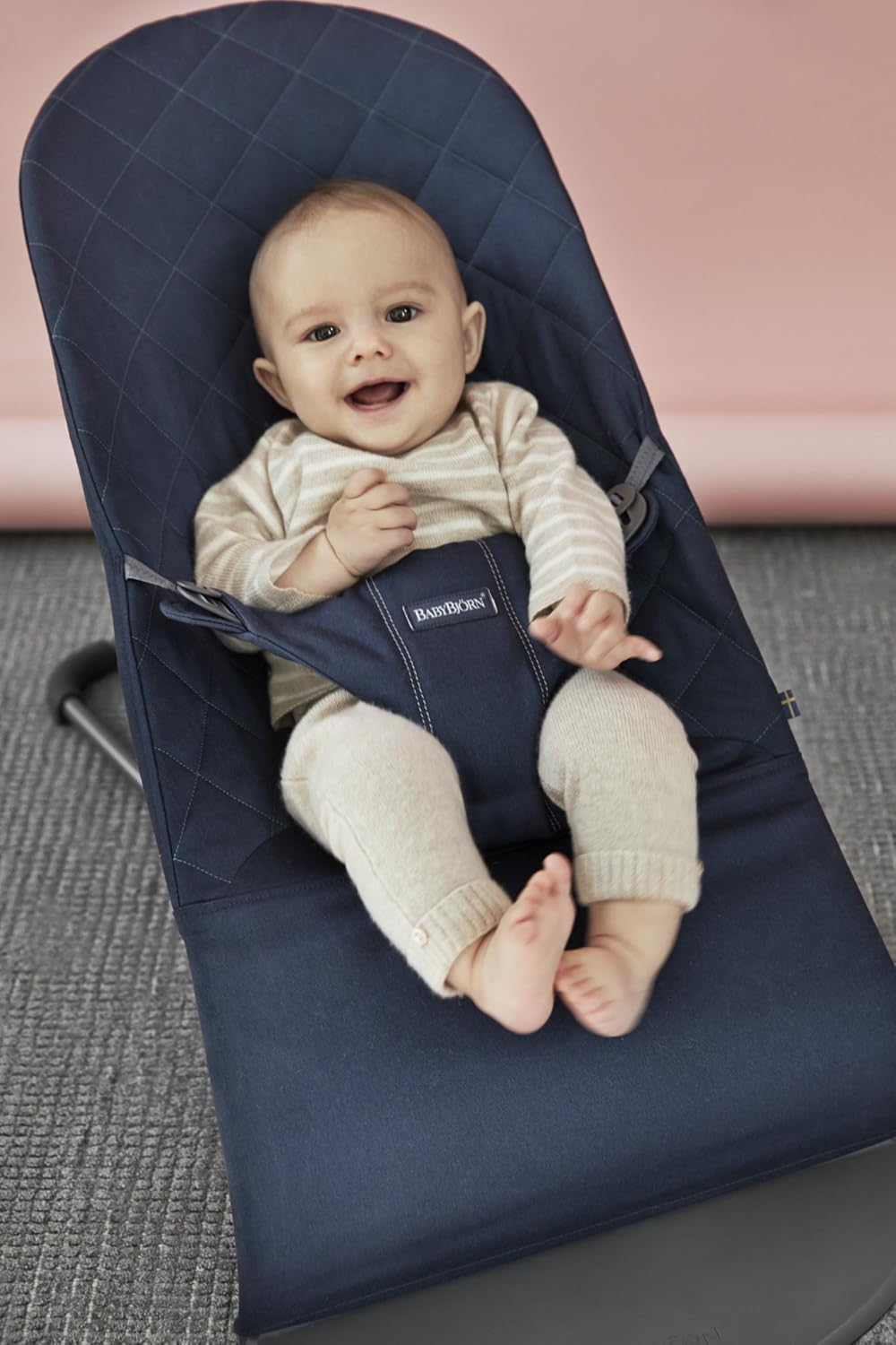 BabyBjörn Babywippe Bliss, geweven, blossom-quilting, zandgrijs