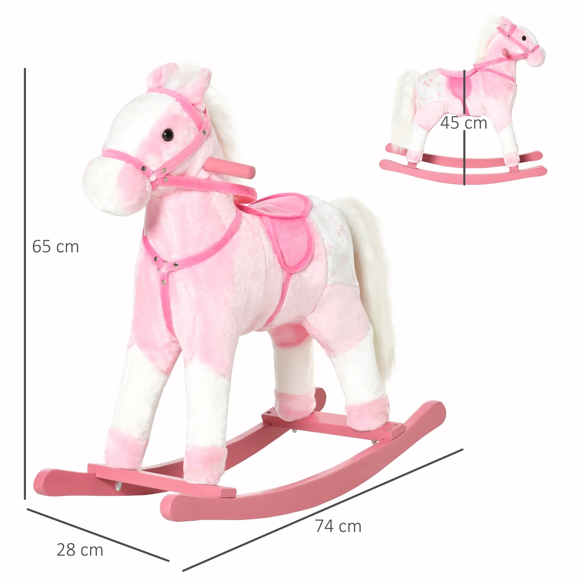 HOMCOM Schommelschaap met geluid roze