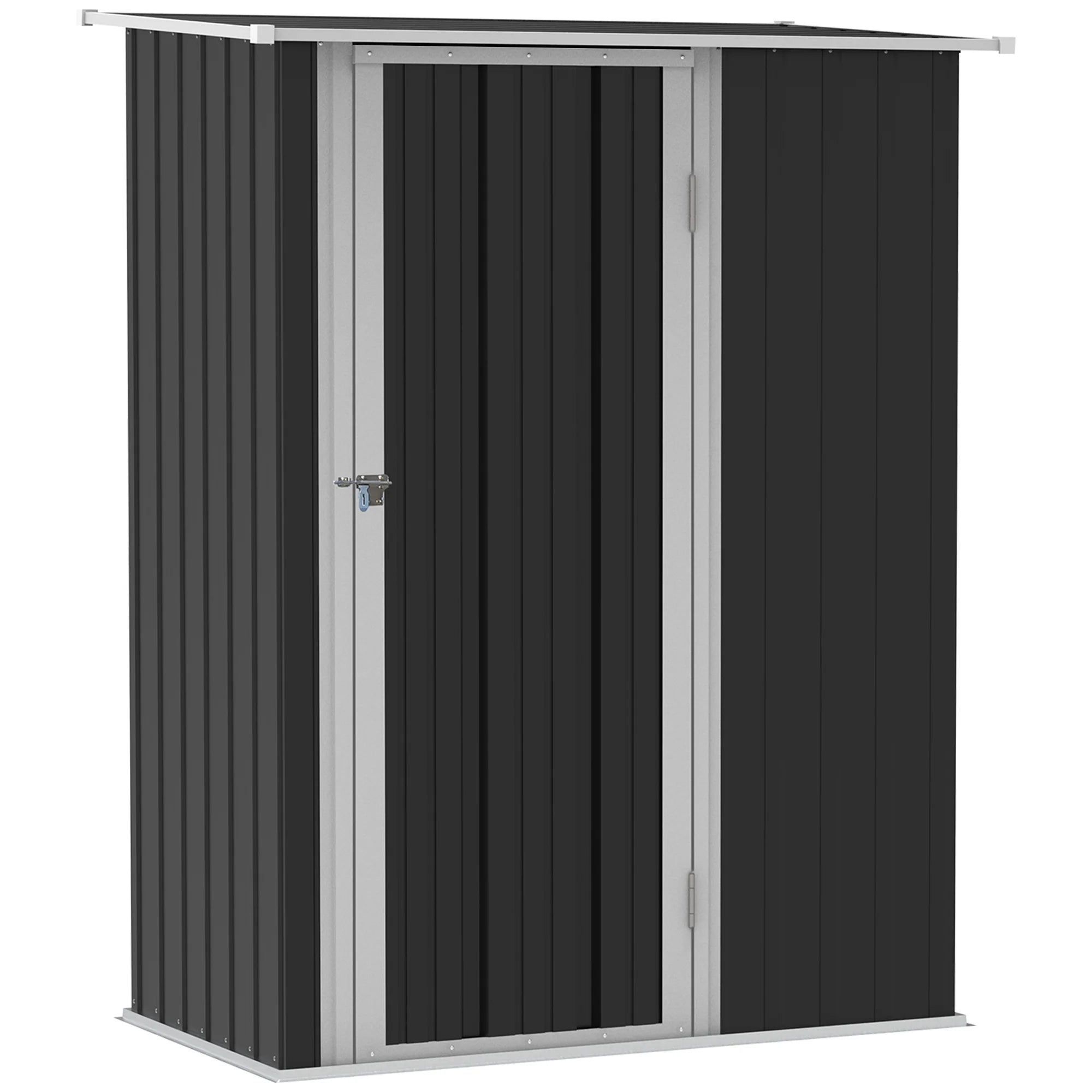 Outsunny Gereedschapsschuur 142×84×189 cm Staal Donkergrijs
