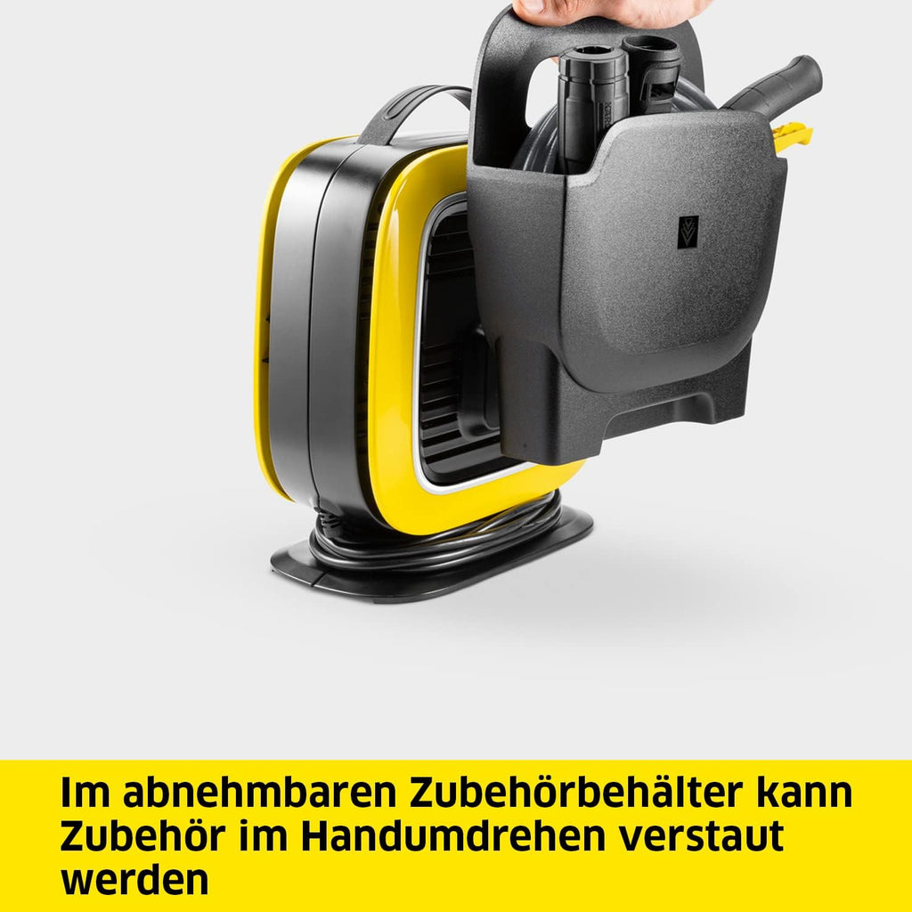 Kärcher hogedrukreiniger K Mini, licht en compact, druk: max. 110 bar, doorvoer: 360 l/u, oppervlak: 20 m²/u, gewicht: 3,93 kg, hogedrukpistool, vuilfrees, spuitlans, waterfilter, zwart, geel
