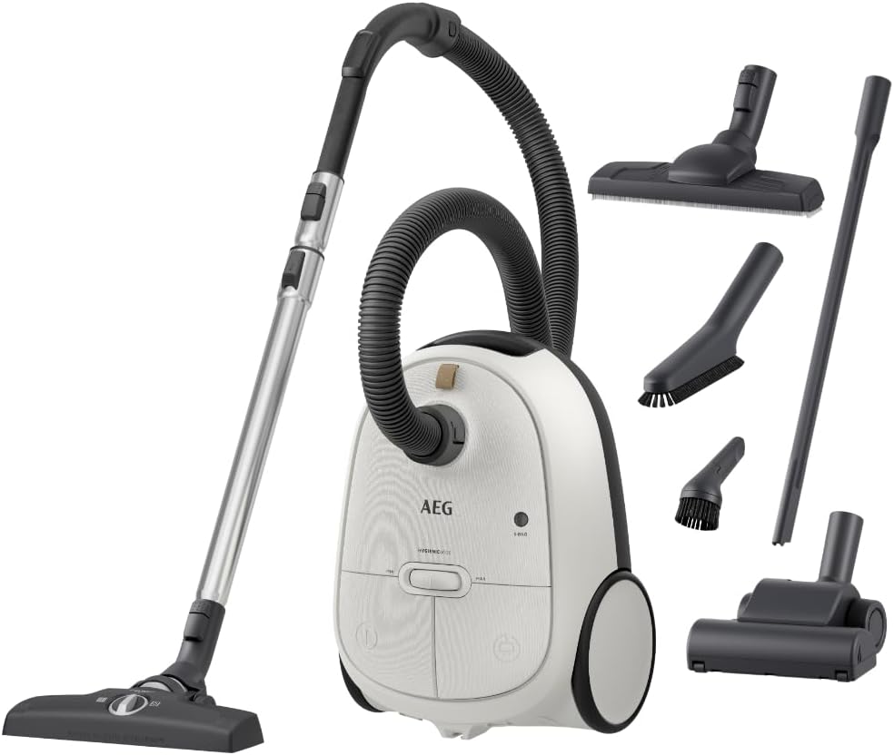 AEG CLEAN 6000 AB61C2DB stofzuiger met zak / hoge zuigkracht / incl. meubelmondstuk / 50% gerecycled plastic / ideaal voor huisdiereigenaren / reiniging van bekleding / 12 m snoer / 750 W / Blauw