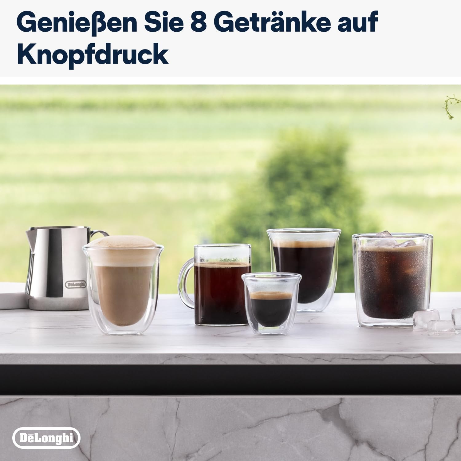 De'Longhi Rivelia EXAM440.55.W volautomatische espressomachine met LatteCrema-melksysteem, verwisselbaar bonenreservoir, 16 koffie- en melkdranken met één druk op de knop, Extra-Shot-functie, 3,5 inch touchscreen, wit