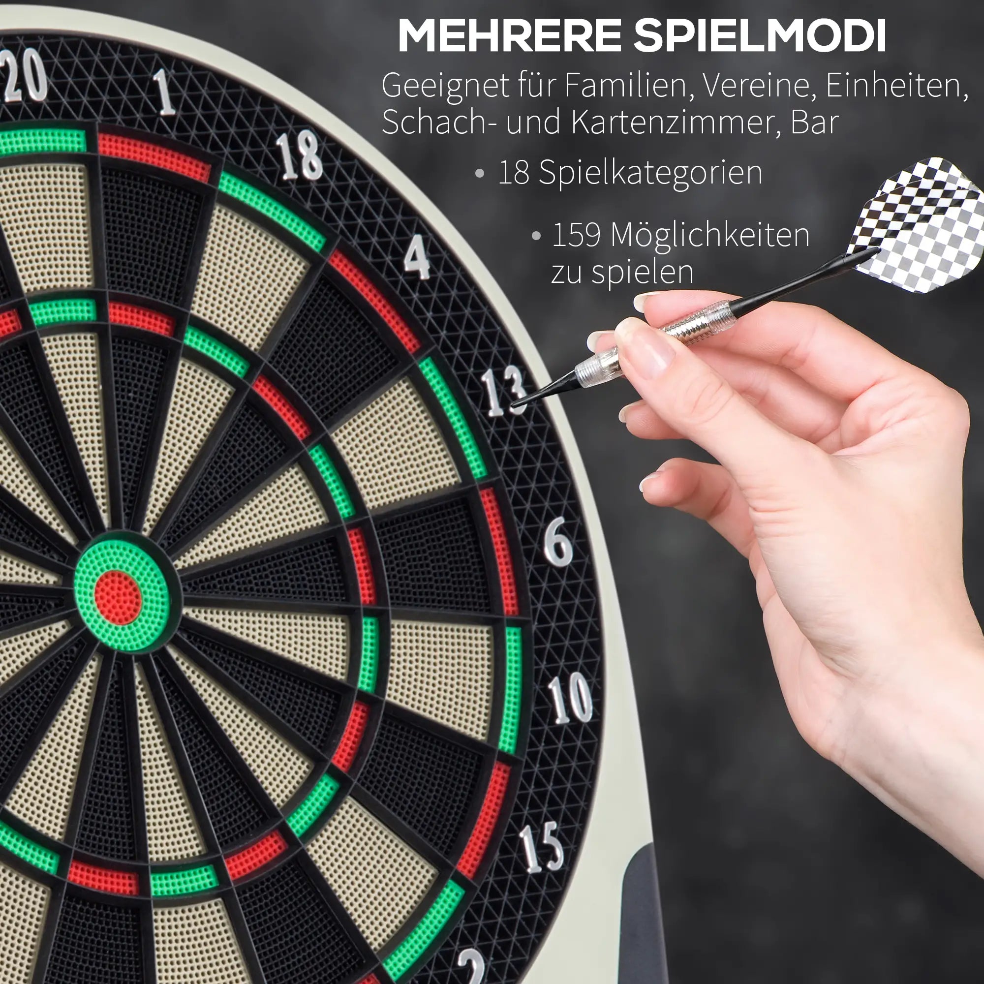 HOMCOM Elektronisch dartbord 18 spellen 8 spelers LCD display