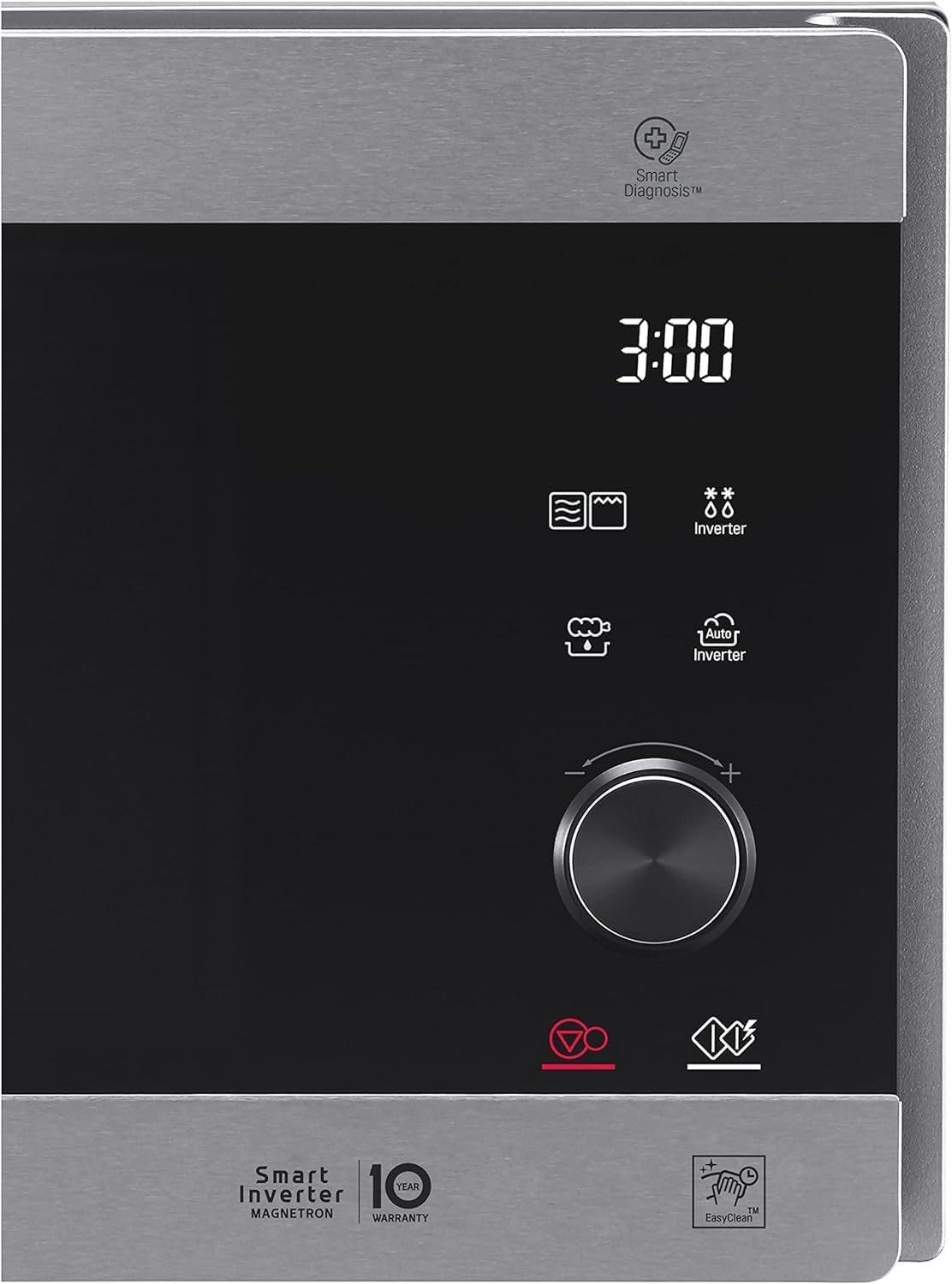 LG MS2595CIS magnetron met Smart Inverter-technologie, 25 liter inhoud, 1000 W, automatische programma's, instelbare vermogensniveaus en EasyClean-functie, zilver