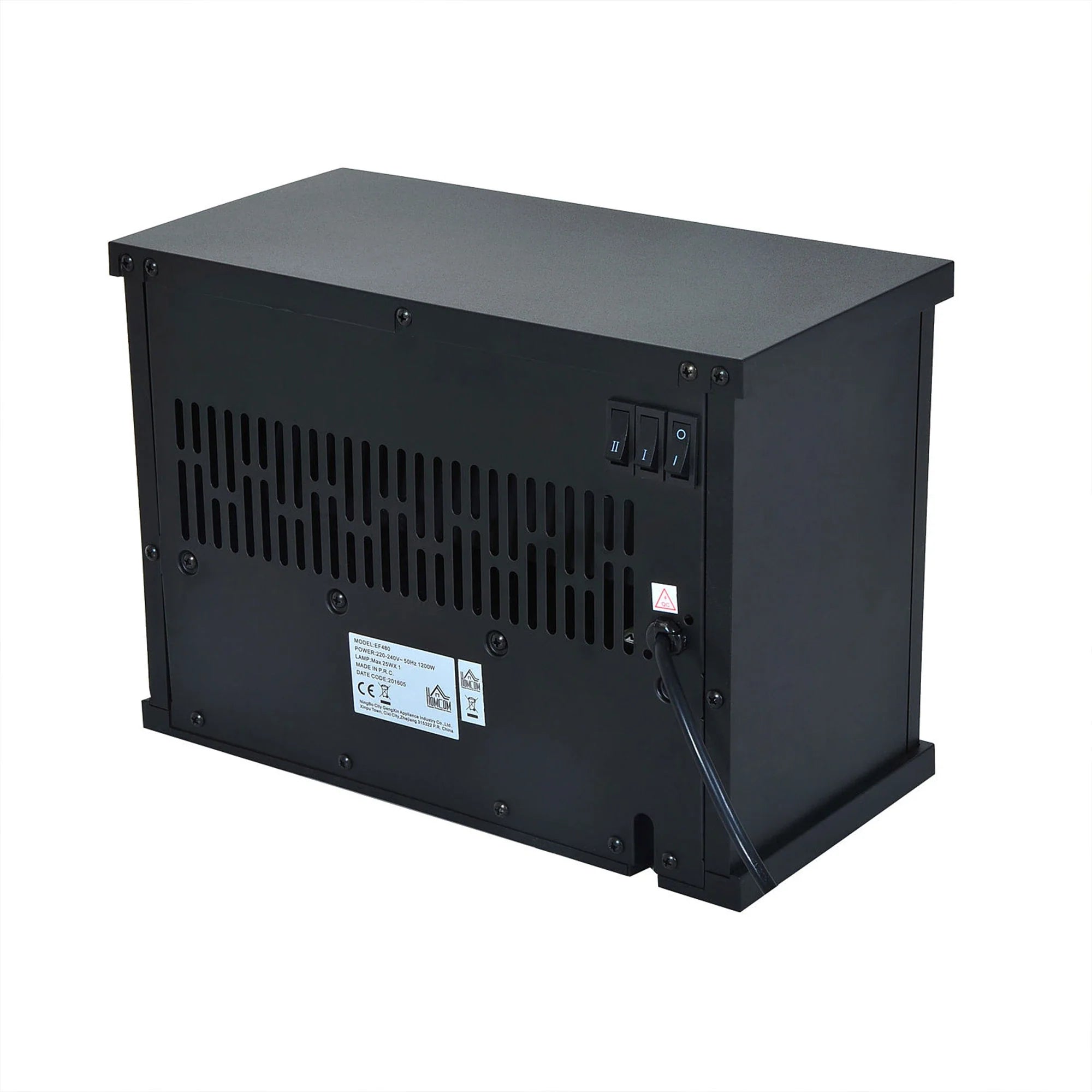 HOMCOM elektrische haard met vlameffect & 2 warmtestanden