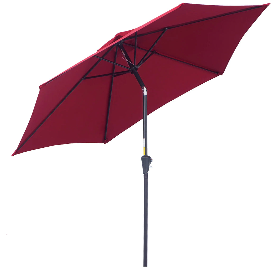 Outsunny Parasol Kantelfunctie Handslinger Aluminium Rood
