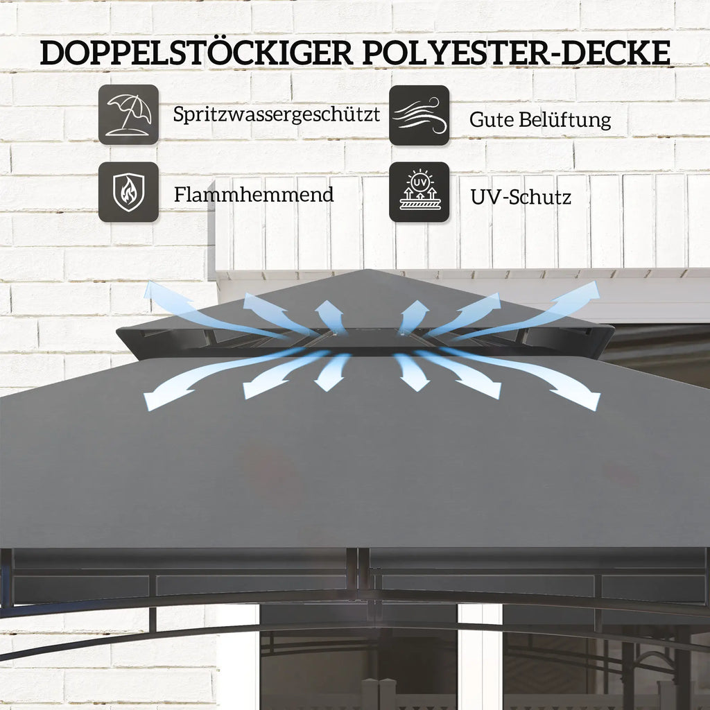 Outsunny Grillpaviljoen dubbellaags dak LED-verlichting
