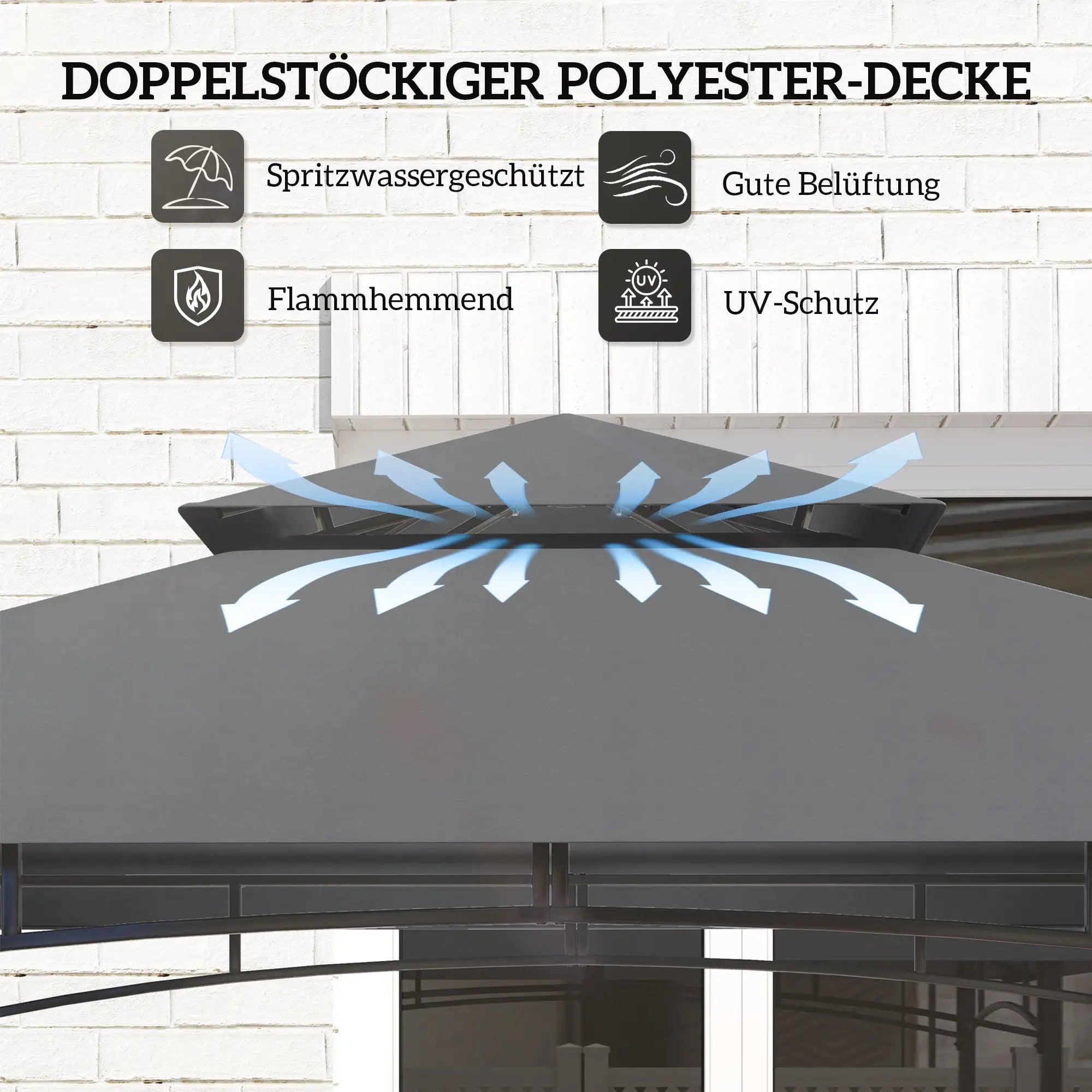 Outsunny Grillpaviljoen dubbellaags dak LED-verlichting