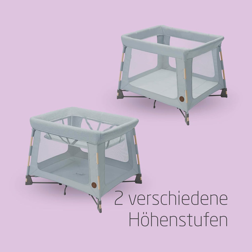 Maxi-Cosi Swift 3-in-1 reiswieg baby, wieg, 0-3,5 jaar, tot 15 kg, in hoogte verstelbare reiswieg, 2-in-1 matras, ultralicht, in 1 seconde inklapbaar, reistas, Eco Care, Beyond Grey