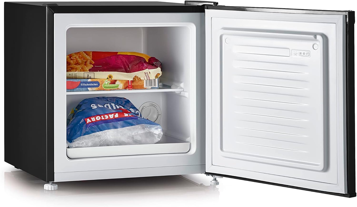 SEVERIN Retro minikoelkast met vriesvak (31 l), kleine vriezer, minikoelkast met flexibele temperatuurregeling, tafelmodel koelkast, zwart, GB 8880