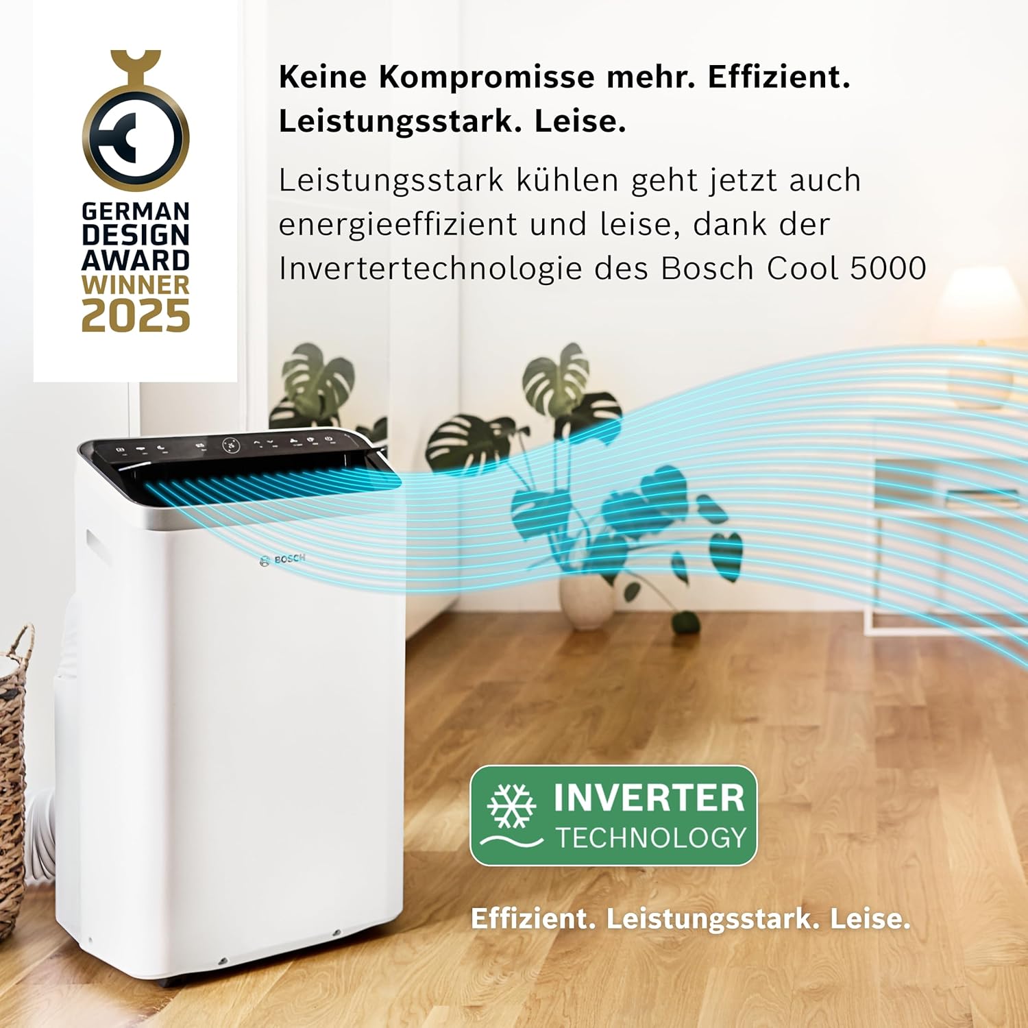 Bosch Cool 4000 Mobiele airconditioner - 3-in-1: Airconditioner, ontvochtiger, ventilator - 2,6 kW voor ruimtes tot 35 m² - Met automatische modus, stille modus & slaapmodus