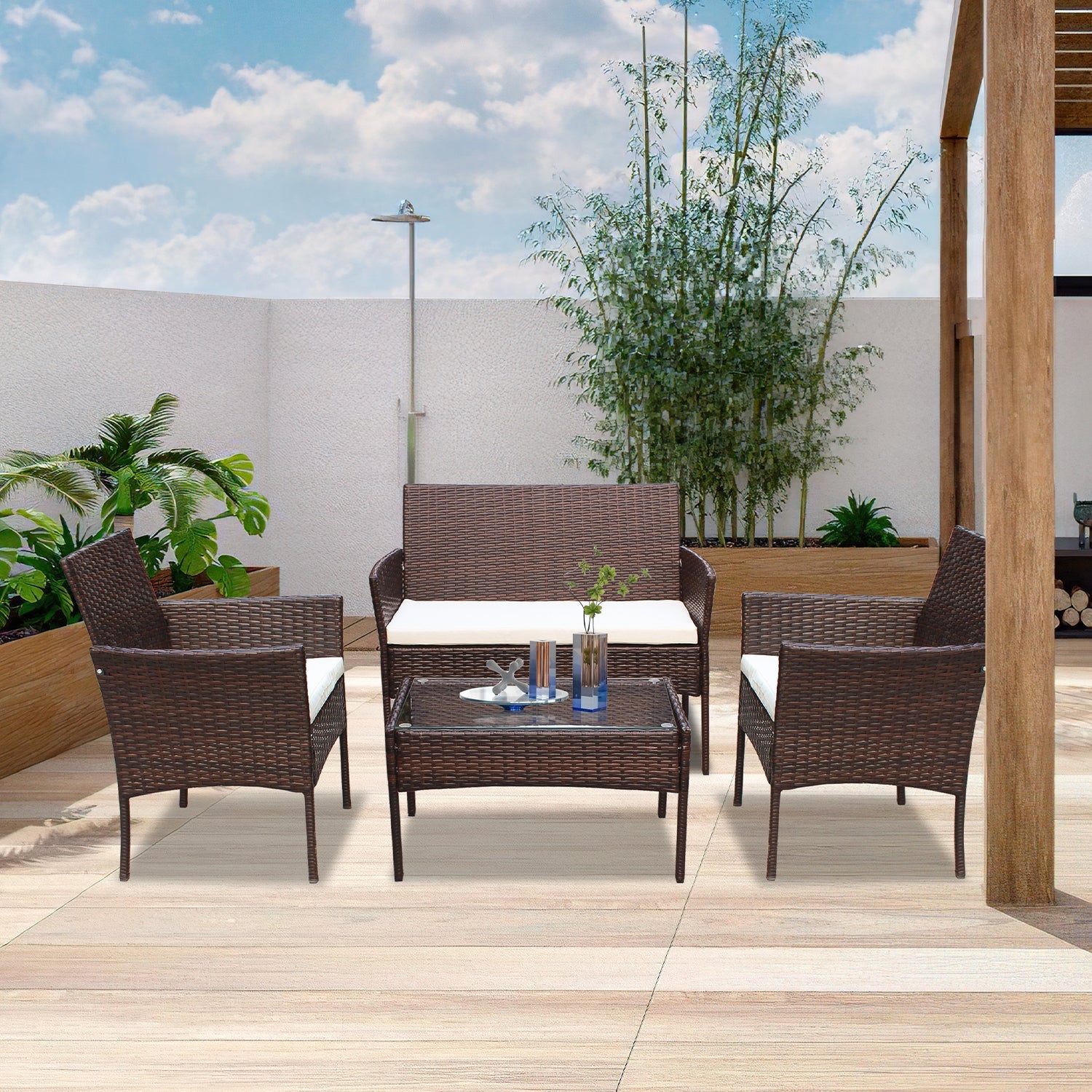 Sonnewelt Polyrattan Loungeset Tuinmeubelset