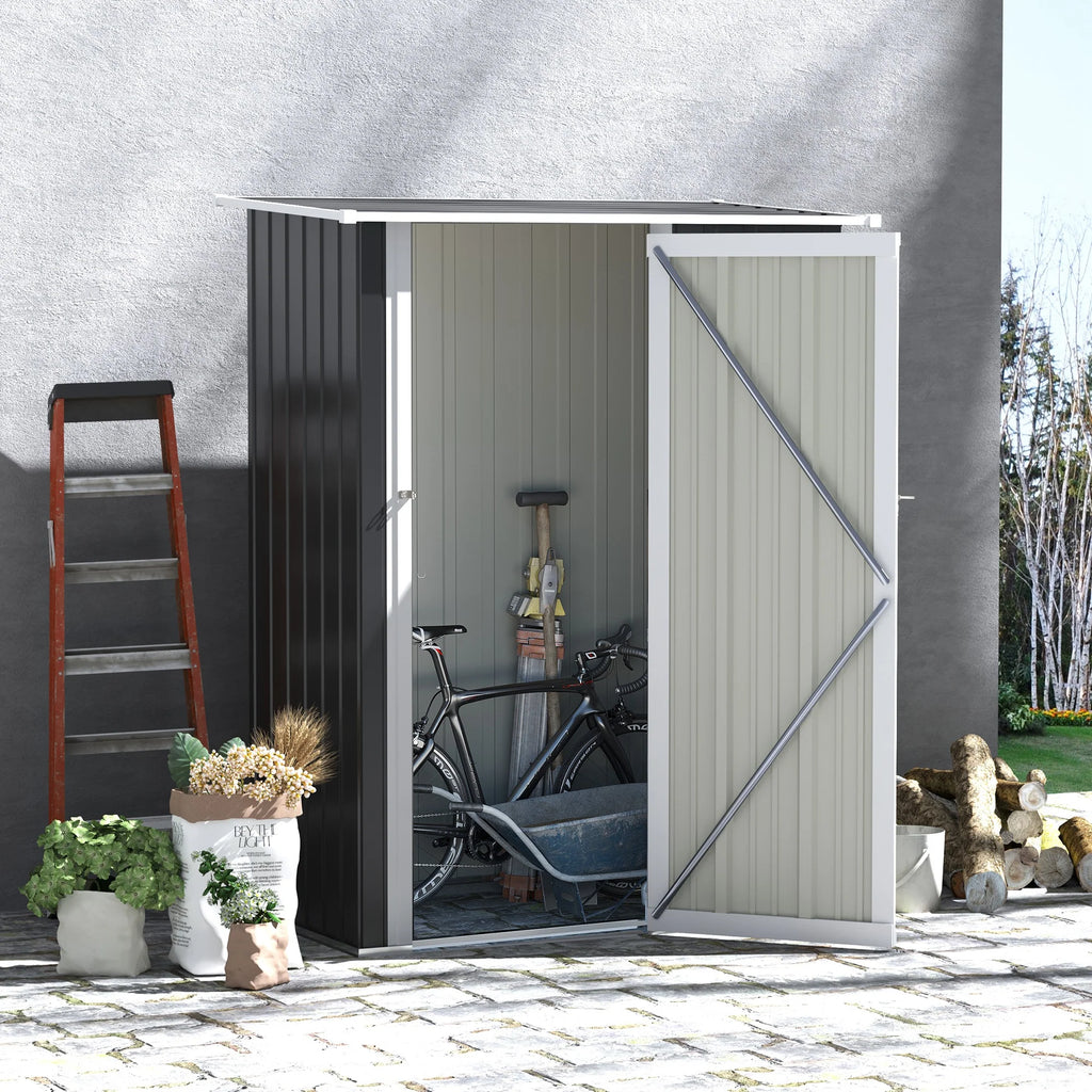 Outsunny Gereedschapsschuur 142×84×189 cm Staal Donkergrijs