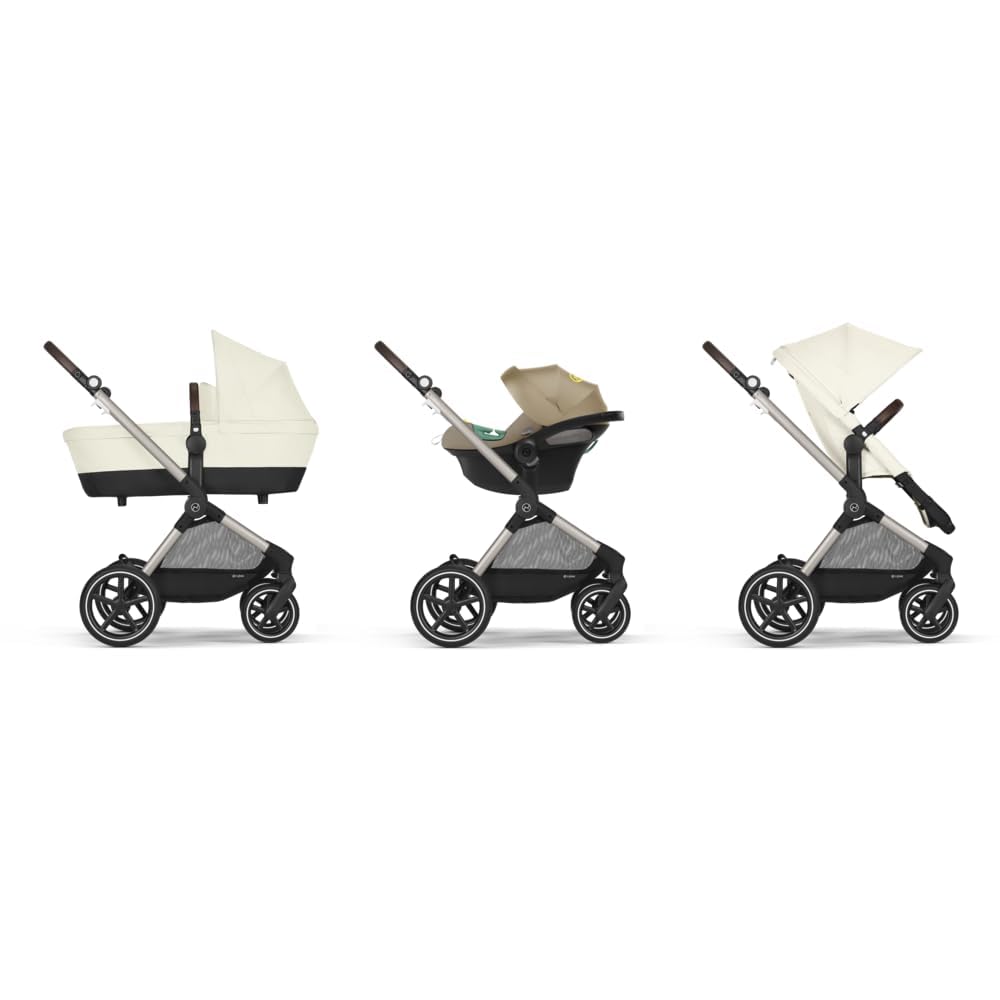 CYBEX Gold Kinderwagen EOS Lux 2-in-1 met Aton B2 i-Size autostoel en autostoeladapters, reissysteem, vanaf de geboorte tot 22 kg (ca. 4 jaar), Moon Black (Zwart)