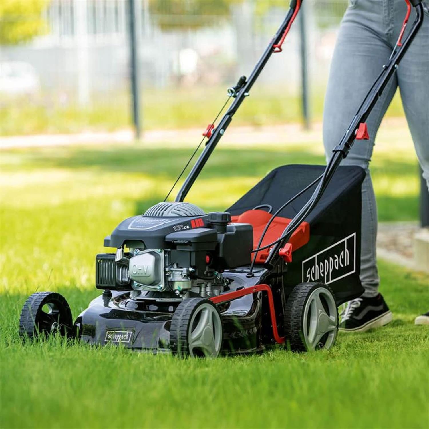 Scheppach Grasmaaier RM420 | 3-in-1-3,4PK | Maaibreedte 420mm | 45L Opvangbak | Maaihoogteverstelling 25-75 mm | incl. Motorolie