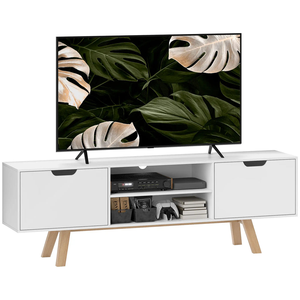 HOMCOM TV-meubel 65 inch met kabelbeheer en 2 kasten Wit