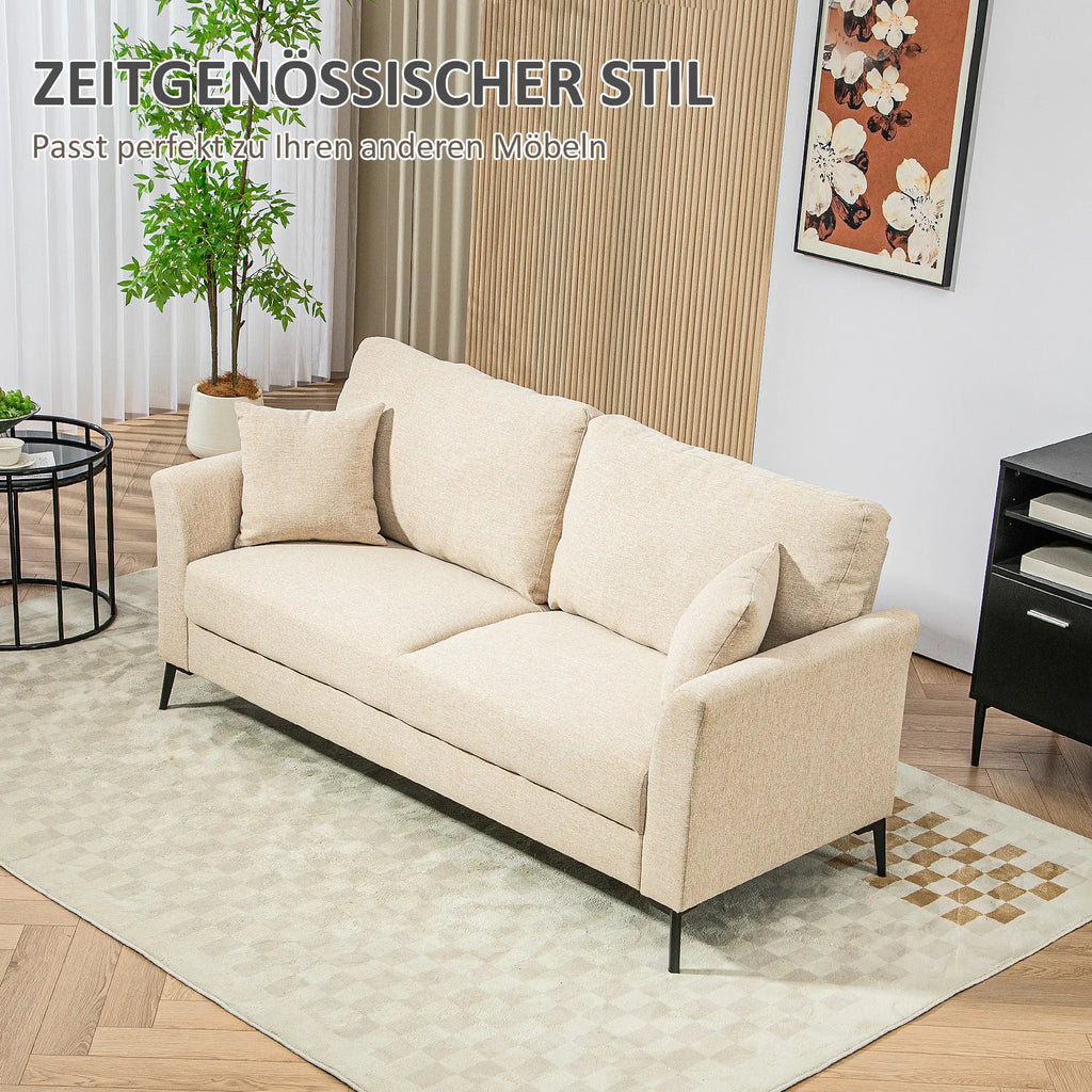 HOMCOM 2-zitsbank comfortabele bekleding afneembare kussens Beige